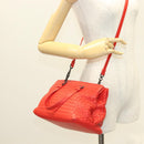 BOTTEGA VENETA INTRECCIATO Hand Bag Leather 2way Red Auth 127841V-26