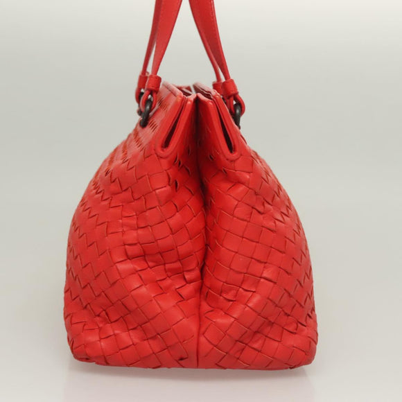 BOTTEGA VENETA INTRECCIATO Hand Bag Leather 2way Red Auth 127841V