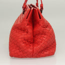 BOTTEGA VENETA INTRECCIATO Hand Bag Leather 2way Red Auth 127841V-4