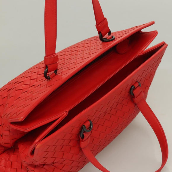 BOTTEGA VENETA INTRECCIATO Hand Bag Leather 2way Red Auth 127841V