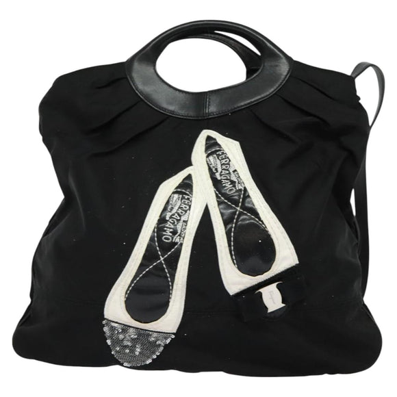 Salvatore Ferragamo Shoulder Bag Nylon 2way Black Auth 127844