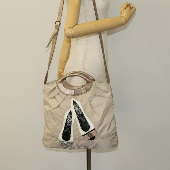 Salvatore Ferragamo Shoulder Bag Nylon 2way Beige Auth 127845