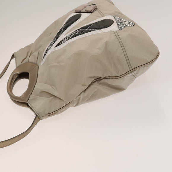 Salvatore Ferragamo Shoulder Bag Nylon 2way Beige Auth 127845