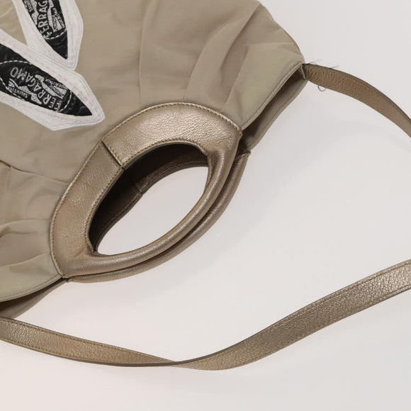 Salvatore Ferragamo Shoulder Bag Nylon 2way Beige Auth 127845