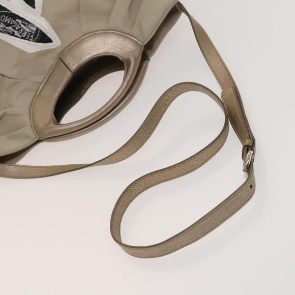 Salvatore Ferragamo Shoulder Bag Nylon 2way Beige Auth 127845