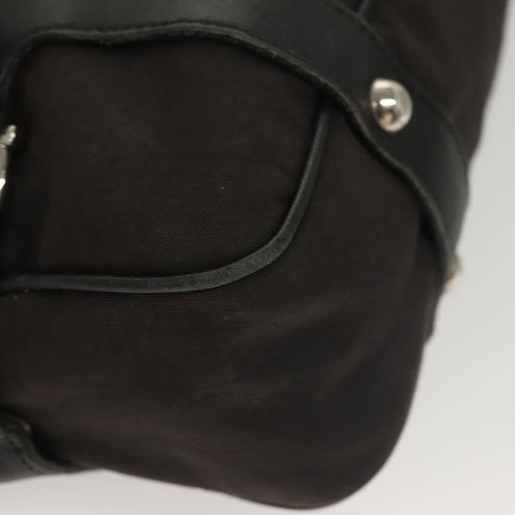 Salvatore Ferragamo Gancini Shoulder Bag Canvas Black Silver Auth 127847