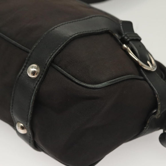 Salvatore Ferragamo Gancini Shoulder Bag Canvas Black Silver Auth 127847