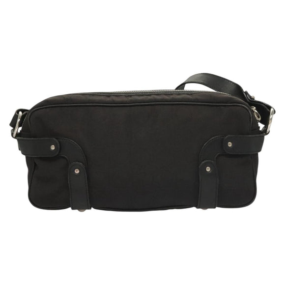 Salvatore Ferragamo Gancini Shoulder Bag Canvas Black Silver Auth 127847