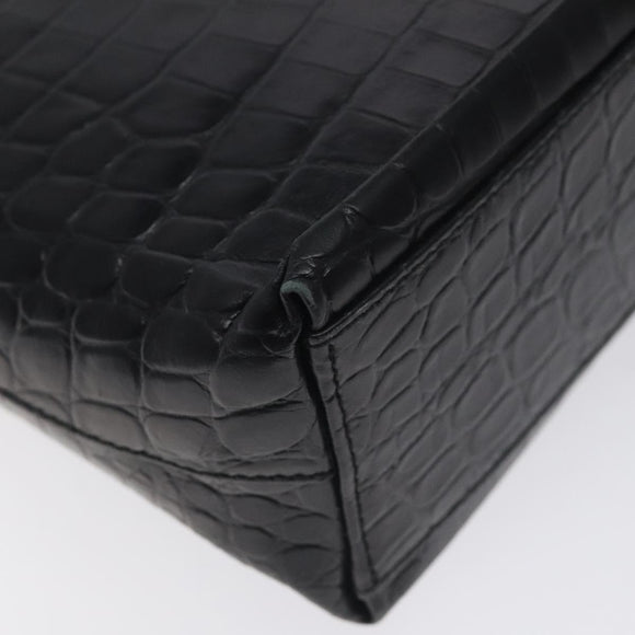 Salvatore Ferragamo Shoulder Bag Leather Black Gold Auth 127848