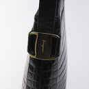 Salvatore Ferragamo Shoulder Bag Leather Black Gold Auth 127848-17