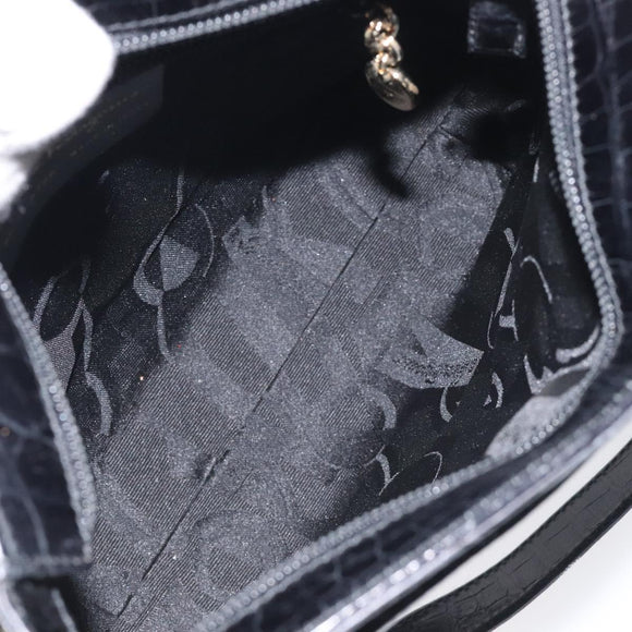 Salvatore Ferragamo Shoulder Bag Leather Black Gold Auth 127848