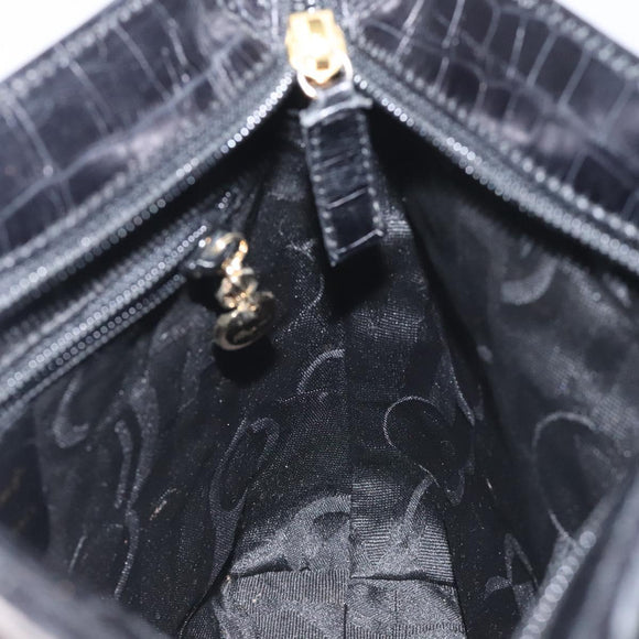 Salvatore Ferragamo Shoulder Bag Leather Black Gold Auth 127848