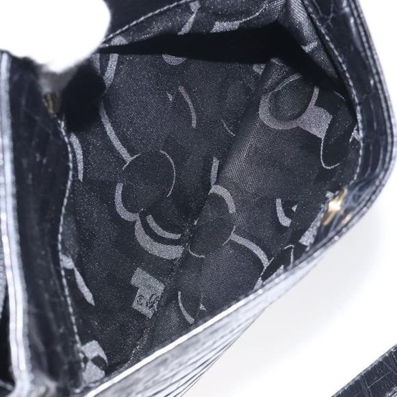 Salvatore Ferragamo Shoulder Bag Leather Black Gold Auth 127848