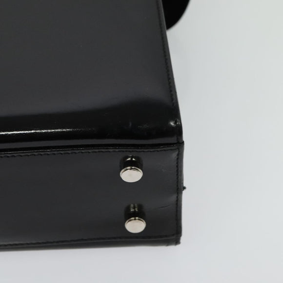 Salvatore Ferragamo Hand Bag Patent leather 2way Black Silver Auth 127849