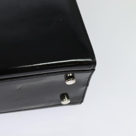 Salvatore Ferragamo Hand Bag Patent leather 2way Black Silver Auth 127849