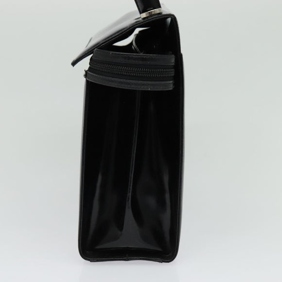 Salvatore Ferragamo Hand Bag Patent leather 2way Black Silver Auth 127849