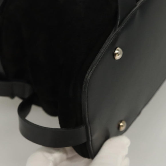 Salvatore Ferragamo Hand Bag Suede Black Silver Auth 127851