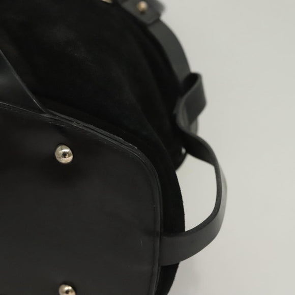 Salvatore Ferragamo Hand Bag Suede Black Silver Auth 127851