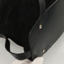 Salvatore Ferragamo Hand Bag Suede Black Silver Auth 127851-15