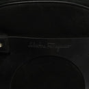 Salvatore Ferragamo Hand Bag Suede Black Silver Auth 127851-17