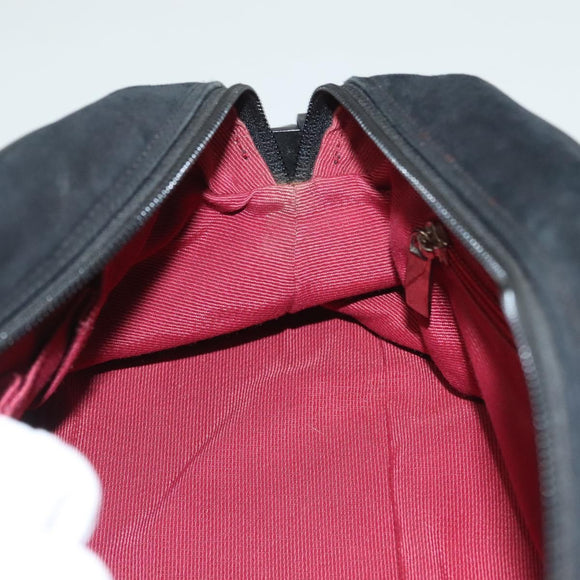 Salvatore Ferragamo Hand Bag Suede Black Silver Auth 127851