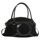 Salvatore Ferragamo Hand Bag Suede Black Silver Auth 127851-1