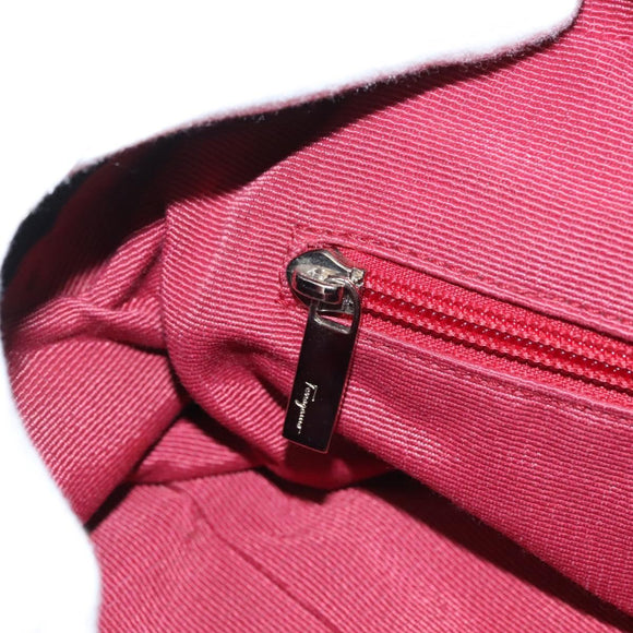 Salvatore Ferragamo Hand Bag Suede Black Silver Auth 127851