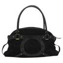 Salvatore Ferragamo Hand Bag Suede Black Silver Auth 127851-2