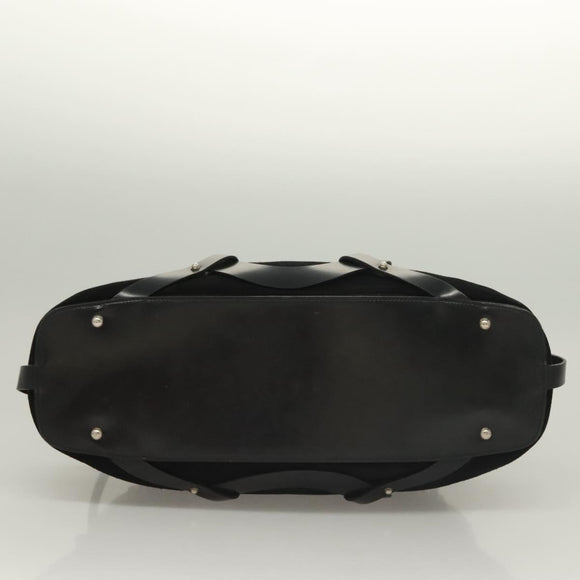 Salvatore Ferragamo Hand Bag Suede Black Silver Auth 127851