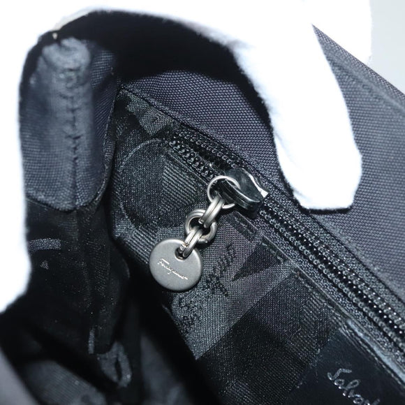 Salvatore Ferragamo Shoulder Bag Canvas Black Auth 127852