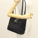 Salvatore Ferragamo Shoulder Bag Canvas Black Auth 127852-21