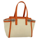 Salvatore Ferragamo Gancini Tote Bag Canvas Beige Silver Auth 127854-1