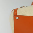 Salvatore Ferragamo Gancini Tote Bag Canvas Beige Silver Auth 127854-10