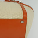 Salvatore Ferragamo Gancini Tote Bag Canvas Beige Silver Auth 127854-11