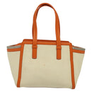 Salvatore Ferragamo Gancini Tote Bag Canvas Beige Silver Auth 127854-3