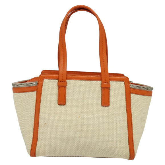 Salvatore Ferragamo Gancini Tote Bag Canvas Beige Silver Auth 127854
