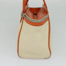Salvatore Ferragamo Gancini Tote Bag Canvas Beige Silver Auth 127854-5
