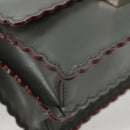 FENDI Chain Shoulder Bag Leather Gray Silver Auth 127855V-8