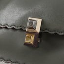 FENDI Chain Shoulder Bag Leather Gray Silver Auth 127855V-9