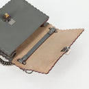 FENDI Chain Shoulder Bag Leather Gray Silver Auth 127855V-10