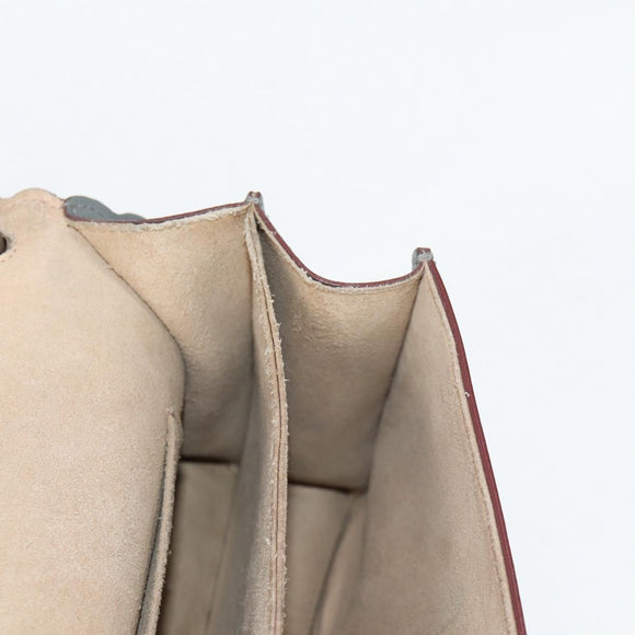 FENDI Chain Shoulder Bag Leather Gray Silver Auth 127855V