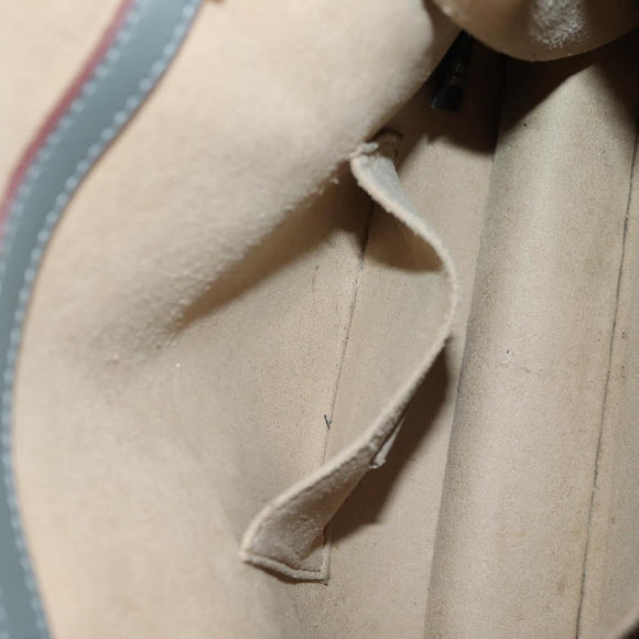 FENDI Chain Shoulder Bag Leather Gray Silver Auth 127855V