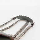 FENDI Chain Shoulder Bag Leather Gray Silver Auth 127855V-14