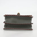 FENDI Chain Shoulder Bag Leather Gray Silver Auth 127855V-5