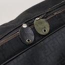 FENDI Zucchino Canvas Boston Bag Silver Black Auth 127858-15