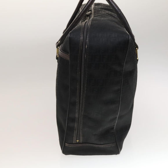 FENDI Zucchino Canvas Boston Bag Silver Black Auth 127858