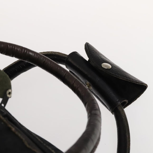 FENDI Zucchino Canvas Boston Bag Silver Black Auth 127858