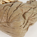 Miu Miu Hand Bag Leather 2way Beige Gold Auth 127861-14