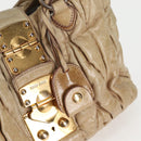 Miu Miu Hand Bag Leather 2way Beige Gold Auth 127861-17