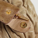 Miu Miu Hand Bag Leather 2way Beige Gold Auth 127861-10